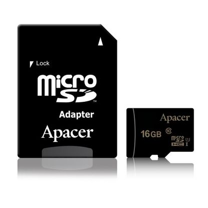  Зображення Карта пам'яті Apacer 16GB microSDHC UHS-I Class10 w/ 1 Adapter RP (AP16GMCSH10U1-R) 